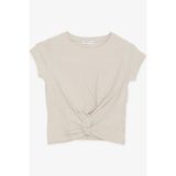 Breeze Kız Çocuk Crop Tişört Çapraz Detaylı Bej (9-14 Yaş) - 11 Yaş