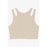 Breeze Kız Çocuk Crop Tişört Çift Askı Omuz Detaylı 9-16 Yaş, Bej