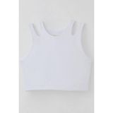 Breeze Kız Çocuk Crop Tişört Çift Askı Omuz Detaylı 9-16 Yaş, Beyaz - 14 Yaş