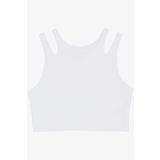 Breeze Kız Çocuk Crop Tişört Çift Askı Omuz Detaylı 9-16 Yaş, Beyaz