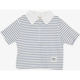 Breeze Kız Çocuk Crop Tişört Fermuarlı Çizgili Beyaz (9-14 Yaş) - 9 Yaş