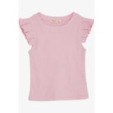 Breeze Kız Çocuk Crop Tişört Kolları Fırfırlı 8-14 Yaş, Pembe - 12 Yaş