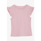 Breeze Kız Çocuk Crop Tişört Kolları Fırfırlı 8-14 Yaş, Pembe