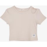 Breeze Kız Çocuk Crop Tişört Omuzu Açık Detaylı Fitilli Bej (9-14 Yaş) - 12 Yaş
