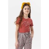 Breeze Kız Çocuk Crop Tişört Yazı Baskılı 8-14 Yaş, Kiremit - 9 Yaş