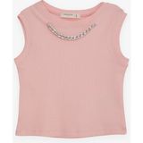 Breeze Kız Çocuk Crop Tişört Zincir Aksesuarlı 9-14 Yaş, Somon - 12 Yaş