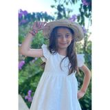 Breeze Kız Çocuk Elbise Çiçek Nakışlı Arma Detaylı 4-9 Yaş, Ekru - 6 Yaş
