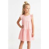 Breeze Kız Çocuk Elbise Çiçek Nakışlı Dantel Detaylı 3-8 Yaş, Pembe - 5 Yaş