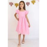 Breeze Kız Çocuk Elbise Dantel Detaylı Çiçek Nakışlı 8-14 Yaş, Pembe - 12 Yaş
