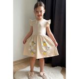 Breeze Kız Çocuk Elbise Etek Kısmı Limon & Çiçek Baskılı 2-6 Yaş, Bej - 2 Yaş
