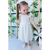 Breeze Kız Çocuk Elbise Fiyonklu Kolları Fırfırlı 3-7 Yaş, Ekru - 4 Yaş