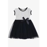 BREEZE Kız Çocuk Elbise Puantiye Desenli Fiyonklu 3-8 Yaş, Beyaz