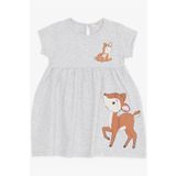Breeze Kız Çocuk Elbise Sevimli Ceylan Baskılı 1.5-5 Yaş, Gri Melanj