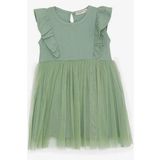 Breeze Kız Çocuk Elbise Tüllü Fırfırlı 3-8 Yaş, Mint Yeşili