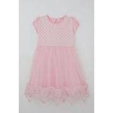 Breeze Kız Çocuk Elbise Vintage Dantel Detaylı Tüllü Çiçek Desenli Elbise 4-9 Yaş, Pembe - 4 Yaş
