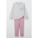 Breeze Kız Çocuk Eşofman Takım Çiçek Nakışlı 1.5-5 Yaş, Açık Gri Melanj - 3 Yaş