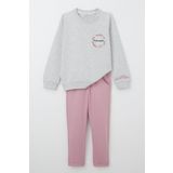 Breeze Kız Çocuk Eşofman Takım Çiçek Nakışlı 1.5-5 Yaş, Açık Gri Melanj