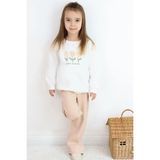 Breeze Kız Çocuk Eşofman Takımı Özgüven Temalı Pırıltılı Laleler Baskılı 1.5-5 Yaş, Ekru - 1,5 Yaş