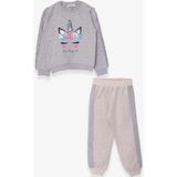 Breeze Kız Çocuk Eşofman Takımı Unicorn 1.5-5 Yaş, Gri Melanj - 1,5 Yaş