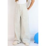 Breeze Kız Çocuk Gabardin Pantolon Geniş Paça Beli Lastikli 5-9 Yaş, Taş - 7 Yaş