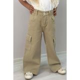 Breeze Kız Çocuk Gabardin Pantolon Kargo Cep Detaylı 5-14 Yaş, Haki Yeşil