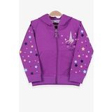 Breeze Kız Çocuk Hırka Kolları Desenli Baskılı 1-4 Yaş, Mor