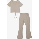 Breeze Kız Çocuk Ispanyol Paça Taytlı Crop Takım 5-10 Yaş, Bej - 5 Yaş