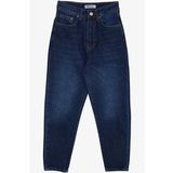 Breeze Kız Çocuk Jean Pantolon Cepli Düğmeli 9-14 Yaş, Koyu Mavi