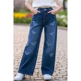 Breeze Kız Çocuk Jean Pantolon Kelebek Nakışlı 5-9 Yaş, Mavi - 5 Yaş