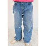 Breeze Kız Çocuk Jean Pantolon Papatya Nakışlı Düğmeli 1.5-5 Yaş, Açık Mavi - 1,5 Yaş