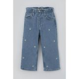 Breeze Kız Çocuk Jean Pantolon Papatya Nakışlı Düğmeli 1.5-5 Yaş, Açık Mavi - 4 Yaş