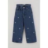Breeze Kız Çocuk Jean Pantolon Papatya Nakışlı Düğmeli 1.5-5 Yaş, Mavi - 3 Yaş