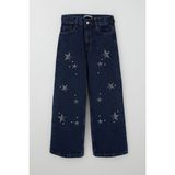 Breeze Kız Çocuk Jean Pantolon Taşlı Yıldız Aksesuarlı 10-14 Yaş, Koyu Mavi - 11 Yaş