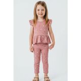 Breeze Kız Çocuk Kapri Taytlı Takım Çiçek Desenli 1.5-5 Yaş , Gülkurusu
