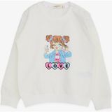Breeze Kız Çocuk Kız Baskılı Pamuklu Sweatshirt - Beyaz - 4 Yaş