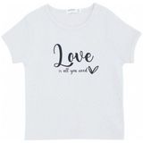 Breeze Kız Çocuk Pamuklu Love Yazılı T-Shirt - 11 - 12 Yaş - Beyaz