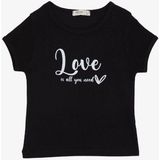 Breeze Kız Çocuk Pamuklu Love Yazılı T-Shirt - 13 - 14 Yaş - Siyah