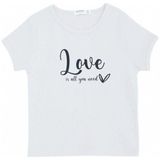 Breeze Kız Çocuk Pamuklu Love Yazılı T-Shirt - 8 - 9 Yaş - Beyaz