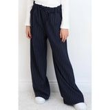 Breeze Kız Çocuk Pantolon Pinstripe Çizgili Çift Bel Detaylı 8-14 Yaş, Lacivert - 9 Yaş