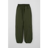 Breeze Kız Çocuk Paraşüt Jogger Paça Pantolon Kargo Cep 7-12 Yaş, Haki Yeşil