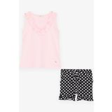 Breeze Kiz Cocuk Sortlu Takim Puantiyeli Fiyonklu Firfirli 4-8 Yas, Neon Pembe