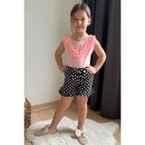 Breeze Kız Çocuk Şortlu Takım Puantiyeli Fiyonklu Fırfırlı Neon Pembe (4-8 Yaş) - 4 Yaş