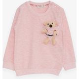 Breeze Kız Çocuk Sweatshirt Ayıcık Aksesuarlı 1.5-5 Yaş, Somon Melanj - 3 Yaş