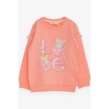 Breeze Kız Çocuk Sweatshirt Ayıcık Baskılı 1-4 Yaş, Somon