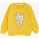 Breeze Kız Çocuk Sweatshirt Baskılı Pullu Unicorn 2-6 Yaş, Sarı - 2 Yaş