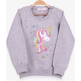 Breeze Kız Çocuk Sweatshirt Baskılı Pullu Unicorn Gri Melanj (2-6 Yaş) - 2 Yaş