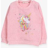 Breeze Kız Çocuk Sweatshirt Baskılı Pullu Unicorn Somon Melanj (2-6 Yaş) - 2 Yaş