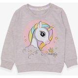Breeze Kız Çocuk Sweatshirt Baskılı Unicorn 1.5-5 Yaş, Bej Melanj - 1,5 Yaş
