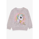 Breeze Kız Çocuk Sweatshirt Baskılı Unicorn 1.5-5 Yaş, Bej Melanj