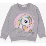 Breeze Kız Çocuk Sweatshirt Baskılı Unicorn 1.5-5 Yaş, Gri Melanj - 2 Yaş